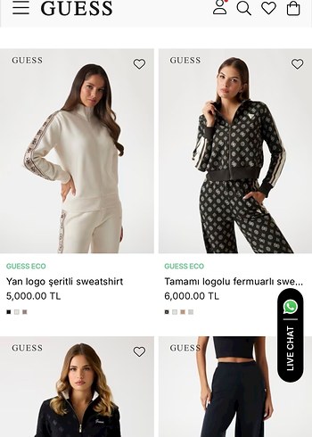 Guess Guess Beyaz Fermuarlı Kadın Sweatshirt