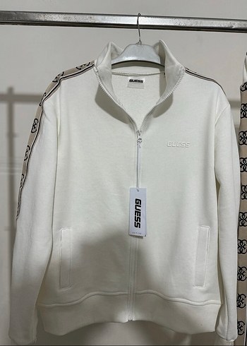Guess Beyaz Fermuarlı Kadın Sweatshirt