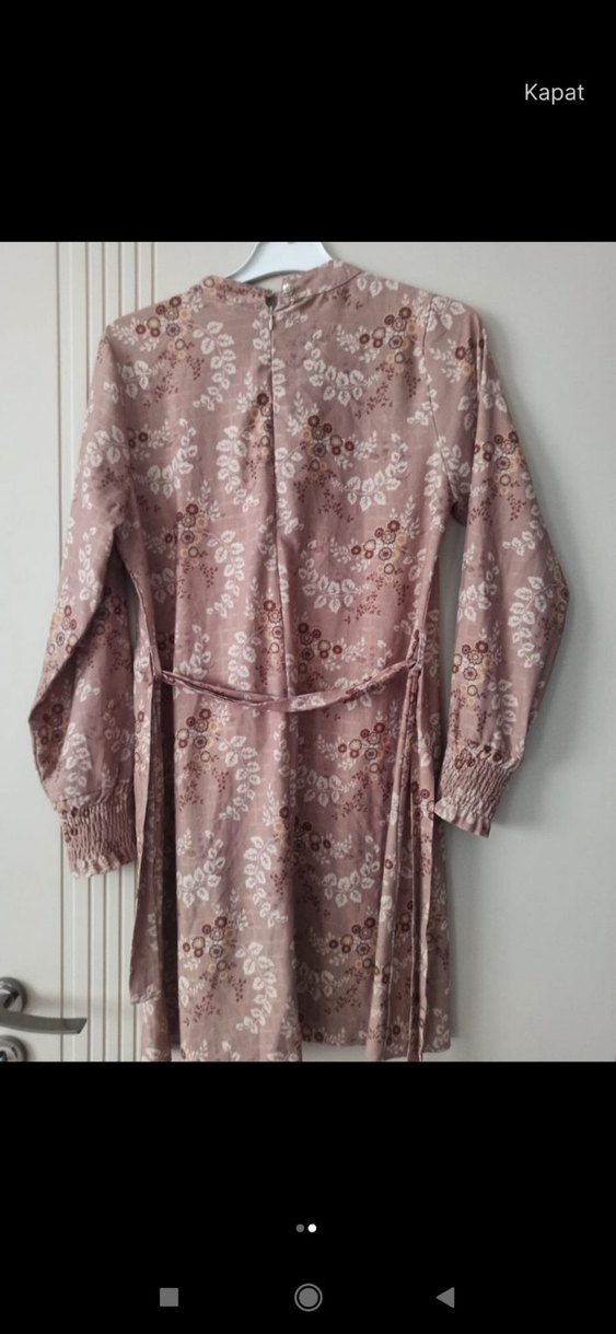 Uzun Kollu Bej Bohem Tunik - Görsel 2