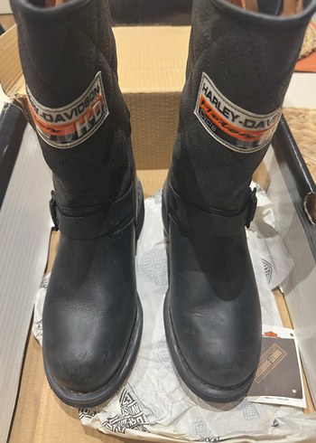 Harley Davidson Siyah Deri Motosiklet Bot