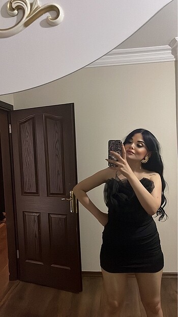 Diğer Gül detay straplez elbise