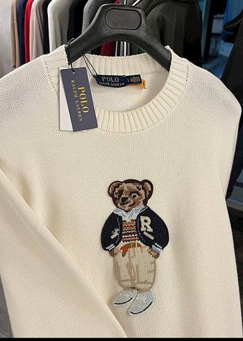 Gri Polo Nakışlı Triko Kadın Kazak - Görsel 2