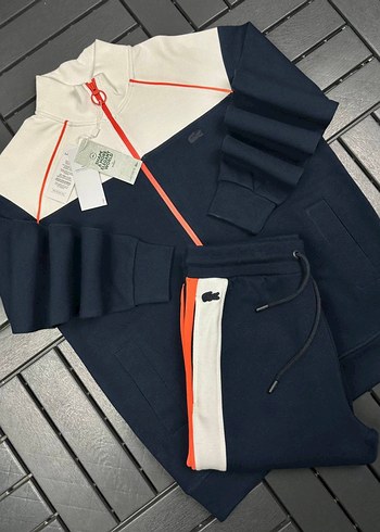 Beyaz Lacivert Fermuarlı Erkek Eşofman Takımı - Görsel 3