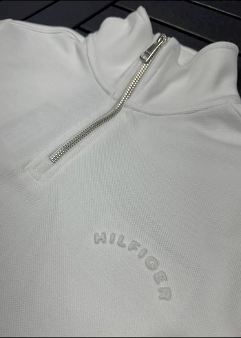 Beyaz Yarım Fermuarlı Erkek Sweatshirt - Görsel 3