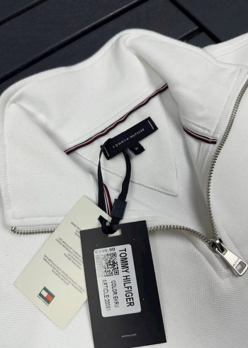 Beyaz Yarım Fermuarlı Erkek Sweatshirt - Görsel 6