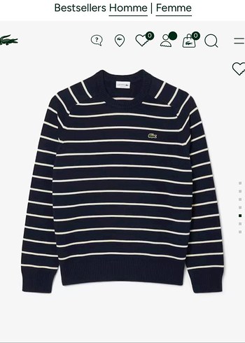Lacoste Erkek Siyah Çizgili Triko Sweatshirt - Görsel 2