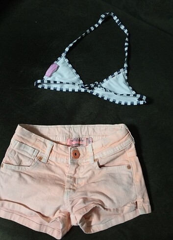 Jean şort ve üst bikini