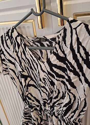 Diğer Zebra desen beli büzgülü bluz