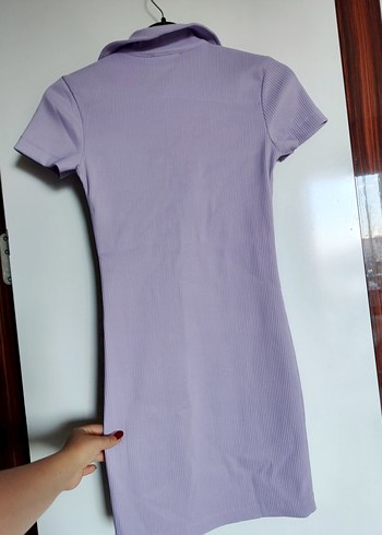 Lila polo yaka elbise - Görsel 4