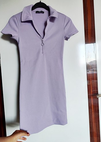 Lila polo yaka elbise - Görsel 3