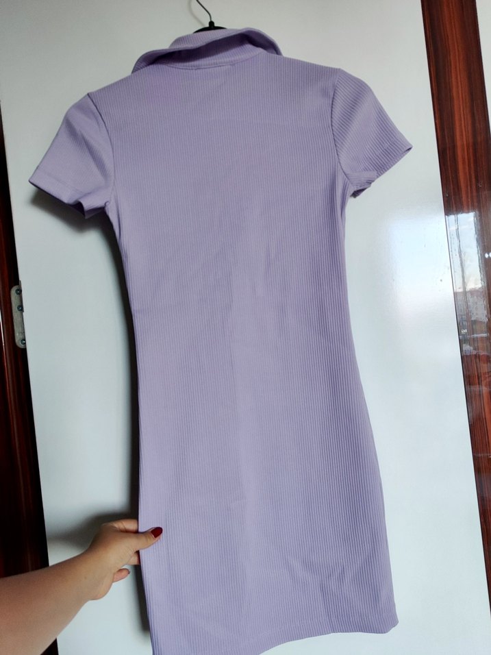 Lila polo yaka elbise - Görsel 4