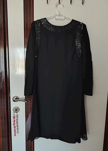 Siyah Uzun Kollu Elbise - Görsel 2