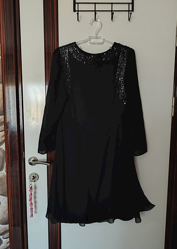 Siyah Uzun Kollu Elbise - Görsel 4