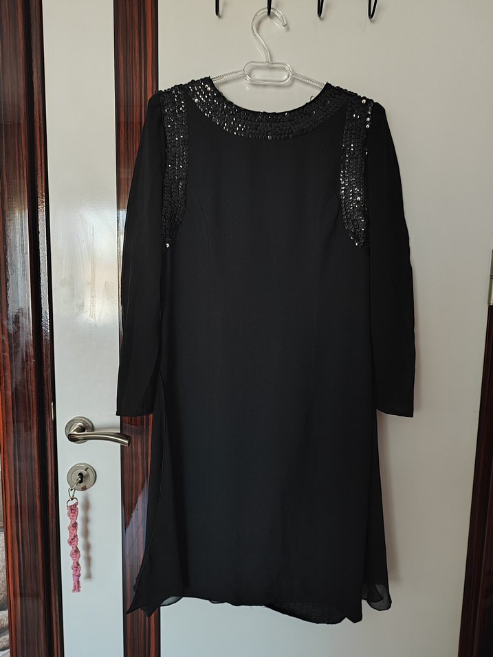 Siyah Uzun Kollu Elbise - Görsel 2