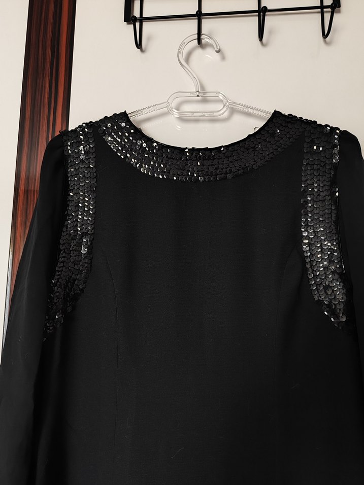 Siyah Uzun Kollu Elbise - Görsel 3