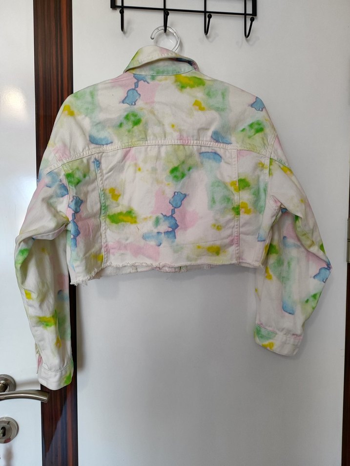 Batik desenli crop kot ceket - Görsel 4