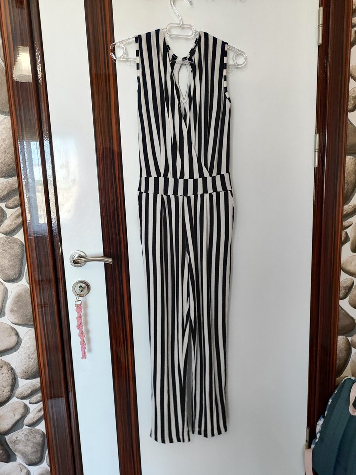 Kadın Çizgili Uzun Tulum - Görsel 4