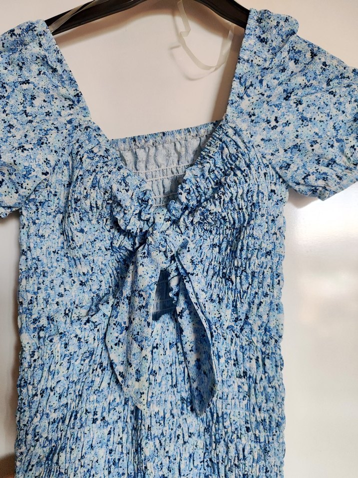 Mavi Bohem Mini Fırfırlı elbise - Görsel 3