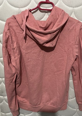 Diğer Fermuarlı Pembe Kapüşonlu Sweatshirt