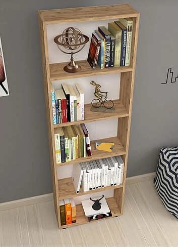 Dekoratif 5 raflı modern kitaplık 