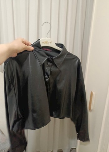 Düğmeli Siyah Deri Kadın Ceket - Görsel 2