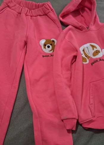 Kız Çocuk Pembe Peluş Detaylı Eşofman Takımı - Görsel 2