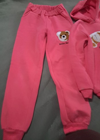 Kız Çocuk Pembe Peluş Detaylı Eşofman Takımı - Görsel 4