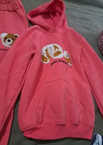 Kız Çocuk Pembe Peluş Detaylı Eşofman Takımı - Görsel 3