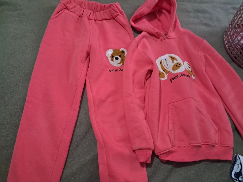 Kız Çocuk Pembe Peluş Detaylı Eşofman Takımı - Görsel 2