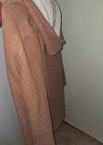 Bej Gri Yün Rahat Kesim Hamile Kabanı - Görsel 3