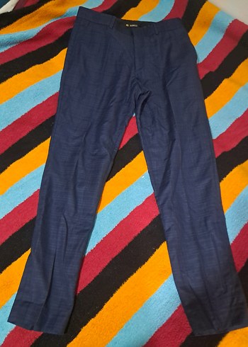 Erkek Lacivert Regular Fit Pilili Pantolon - Görsel 2