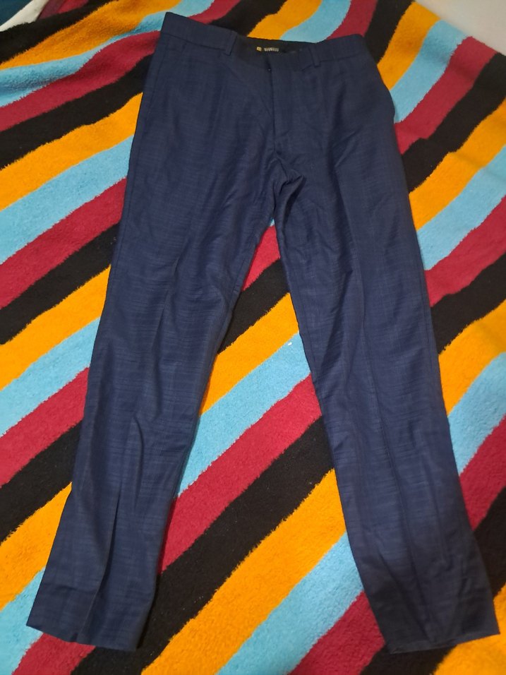 Erkek Lacivert Regular Fit Pilili Pantolon - Görsel 2