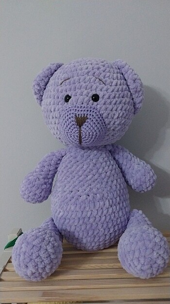  Beden Orta Boy Mor Ayı amigurumi 