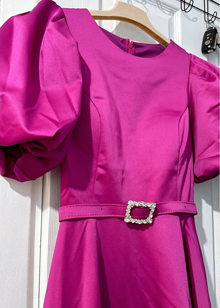 Saten balon kol abiye - Görsel 3