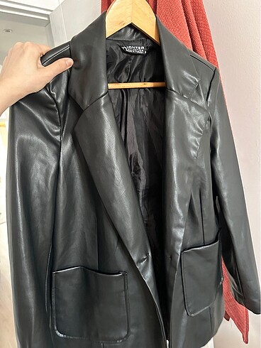 m Beden Siyah deri blazer