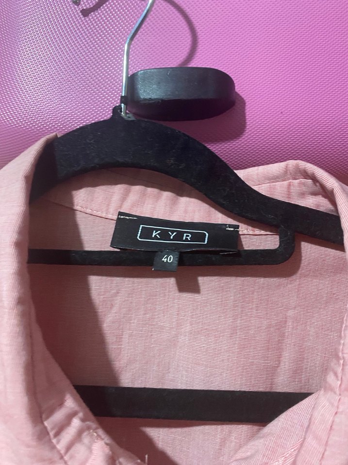 Pembe Keten Midi Kadın Gömlek - Görsel 3