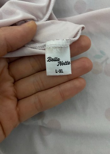 Pembe Kiraz Baskılı Midi Askılı Gecelik - Görsel 4