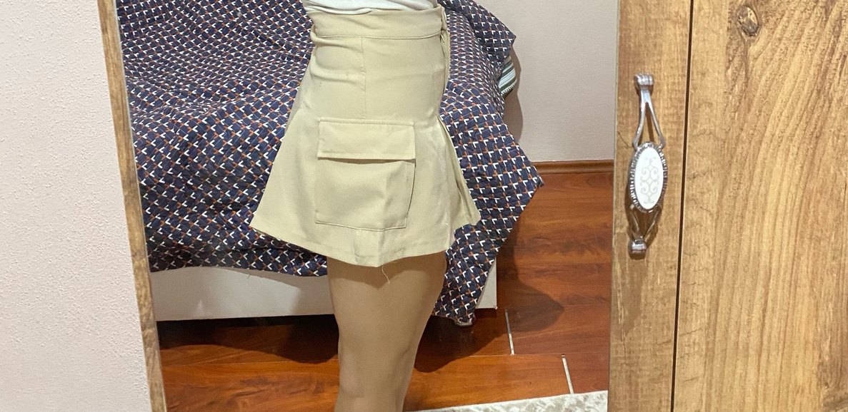 Bej Kadın Mini Pilili Etek - Görsel 2