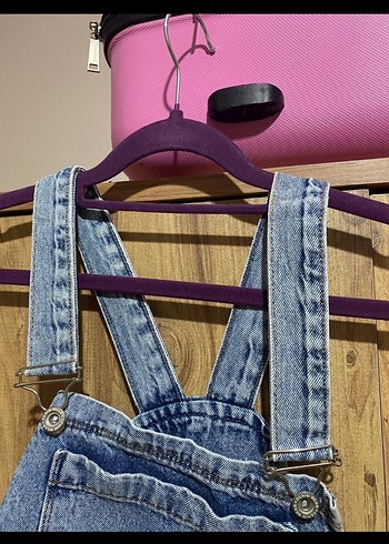 Kadın Mavi Denim Askılı Tulum - Görsel 4