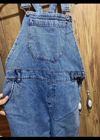 Kadın Mavi Denim Askılı Tulum - Görsel 2