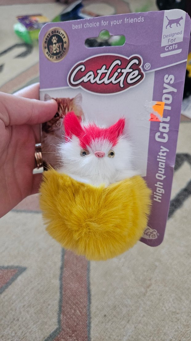 Catlife Renkli Kedi Oyuncağı Sarı Peluş Top - Görsel 2