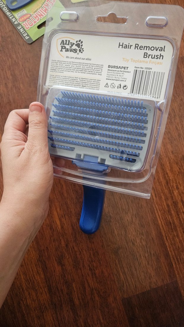 Kedi Tüy Toplama Fırçası Mavi - Görsel 4