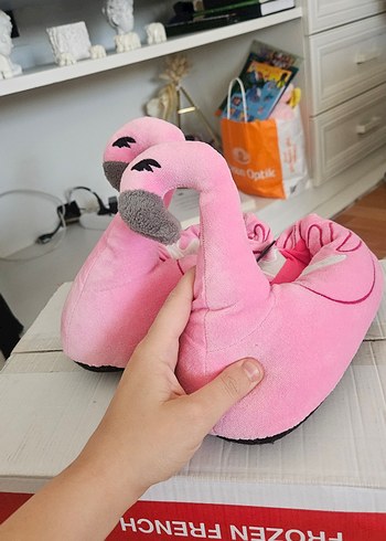 Kız Çocuk Pembe Flamingo Desenli Fermuarlı Terlik - Görsel 4