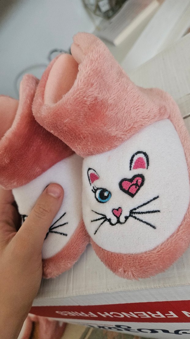 Nakışlı Pembe Kız Çocuk Sıcak Ev Terliği - Görsel 3