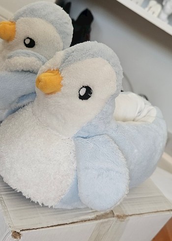 Mavi ve Gri Peluş Penguen Oyuncaklı panduf