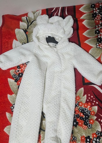 Kapüşonlu Beyaz Bebek Tulumu astronot - Görsel 6