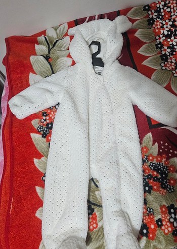 Kapüşonlu Beyaz Bebek Tulumu astronot - Görsel 4