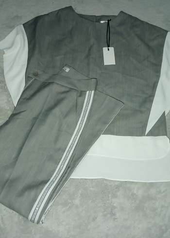 Gri Kadın Regular Fit Uzun Kumaş Pantolon takım