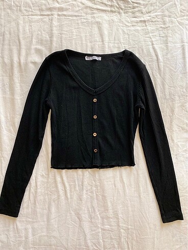 Siyah Crop Bluz