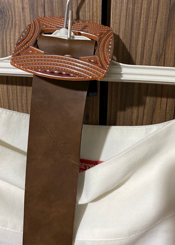 Beyaz -ekte Kemerli Pamuklu Kadın Pantolon - Görsel 6